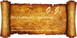 Oszlanszki Jusztus névjegykártya
